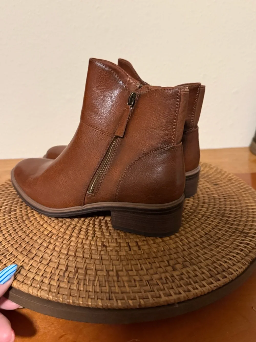 Women’s Tan  Brown Leather Ankle Boots‎ - Classic Side Zip